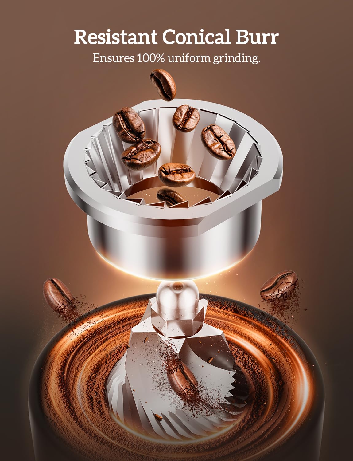 Neretva Moulin à expresso en acier inoxydable avec porte-filtre Blanc