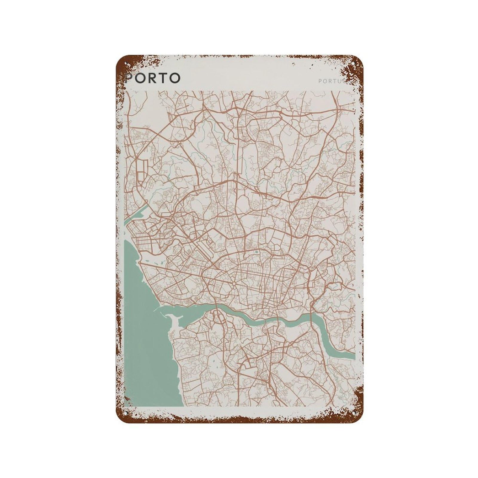 xiaoxiaoshen Porto Map Portugal Travel Gift Scandi Wall Decor Art Metal Tin Poster Modern Home Decor Art Home Bar Shop Decorations Vintage Sign 30x20cm