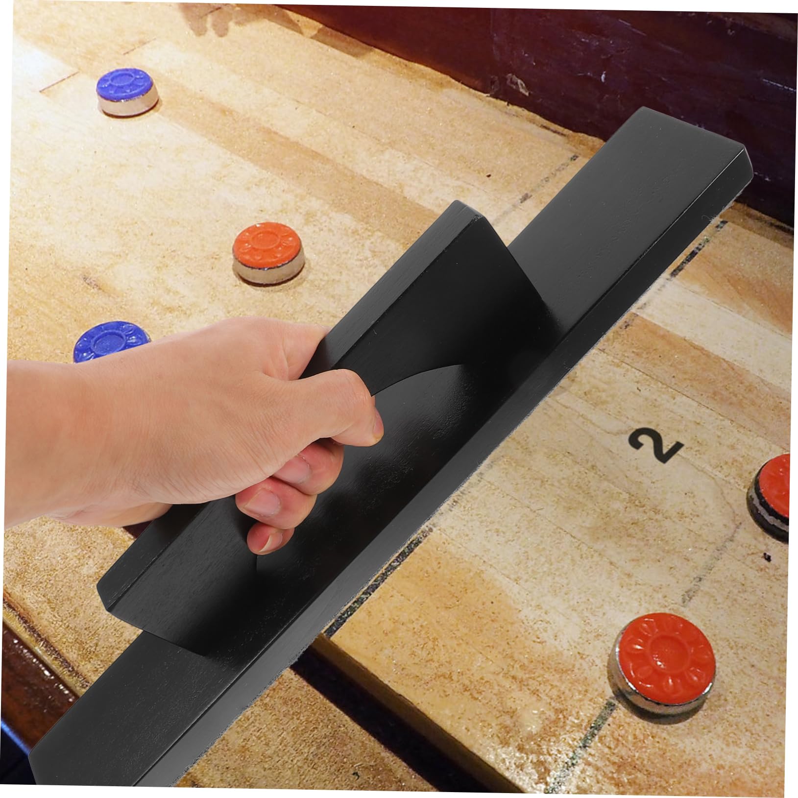 Spazzola per Shuffleboard in Legno e Poliestere, Nera, Portatile e Maneggevole, Accessorio per Tavolo da Biliardo e Shuffleboard, Pulizia Precisa