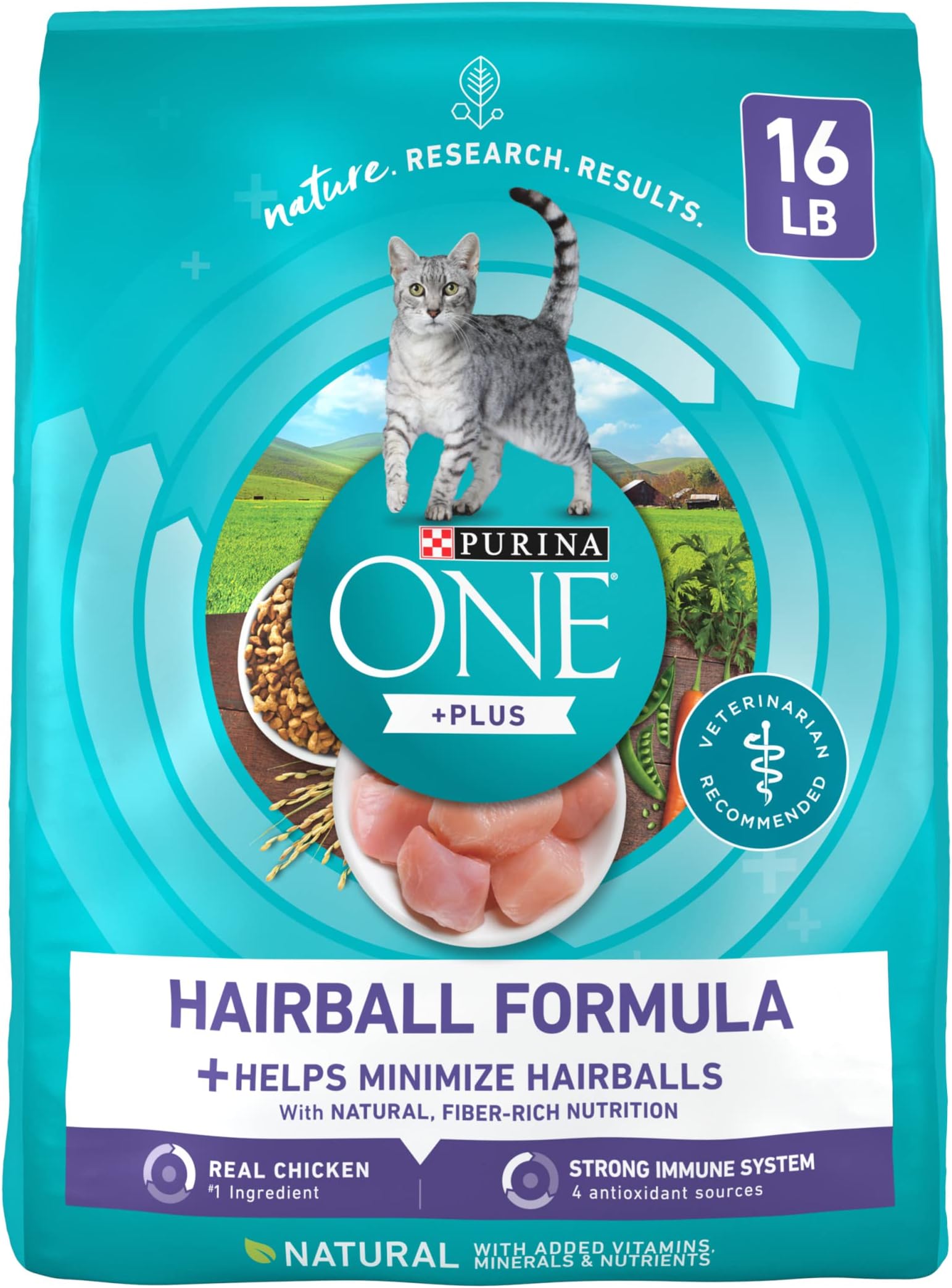 Natural Cat Food for Hairball Control, +PLUS Hairball Formula - 16 lb. Bag