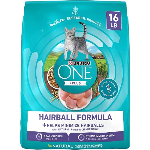 Purina ONE Natural Hairball Control Dry Cat Food, 16 lb Bag