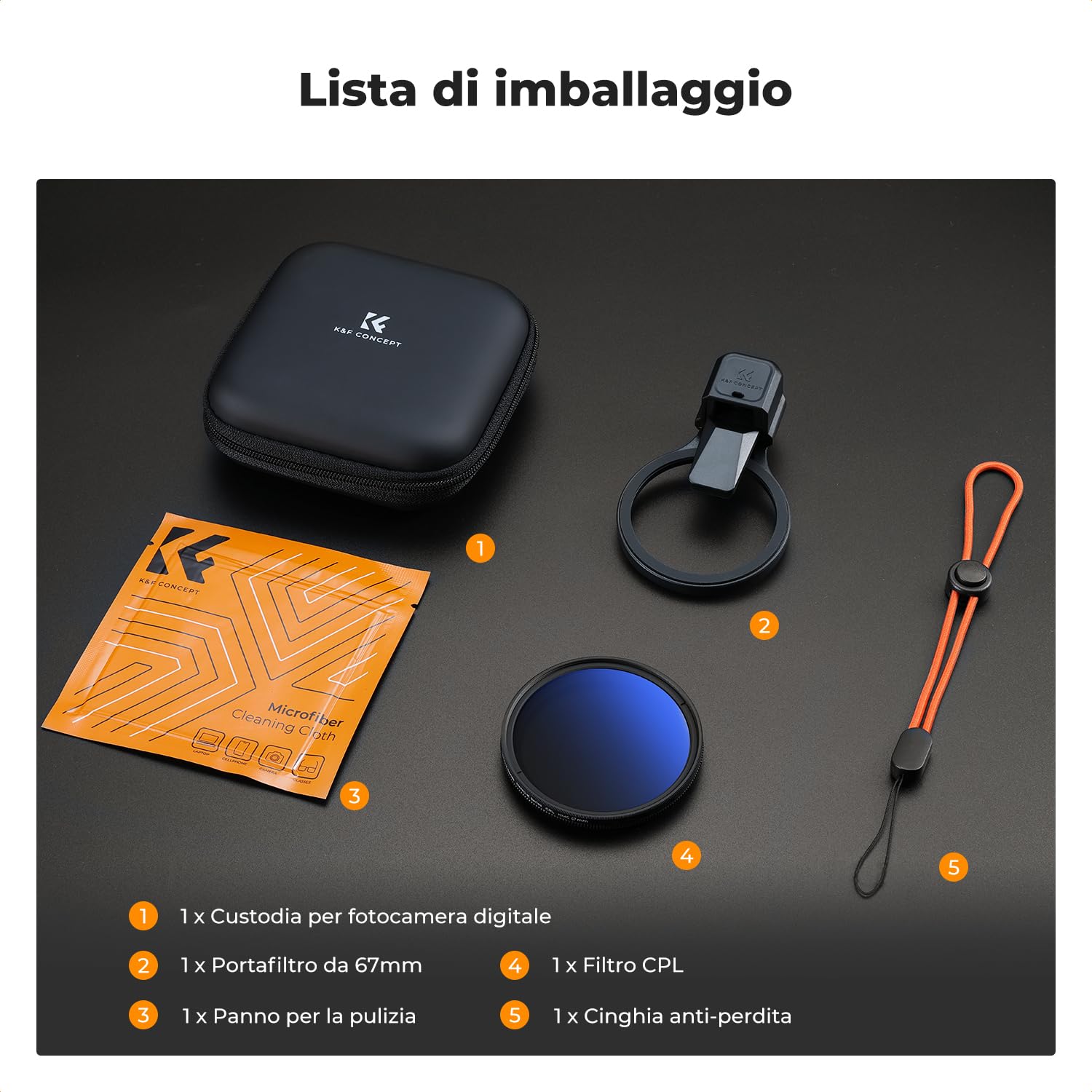 K&F CONCEPT 67mm Kit Filtri CPL per Telefono Obiettivo, Press-Type, Filtro Polarizzatore Compatibile con iPhone 17/16/15/14/13/12, 16/15/14/13/12 Pro e Pro Max, Samsung