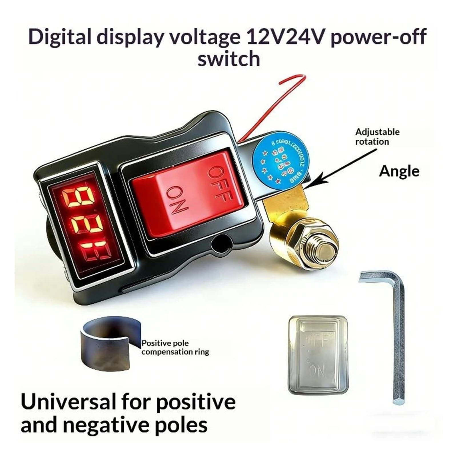 Interruptor de desconexión de batería de automóvil con Pantalla de Voltaje Digital