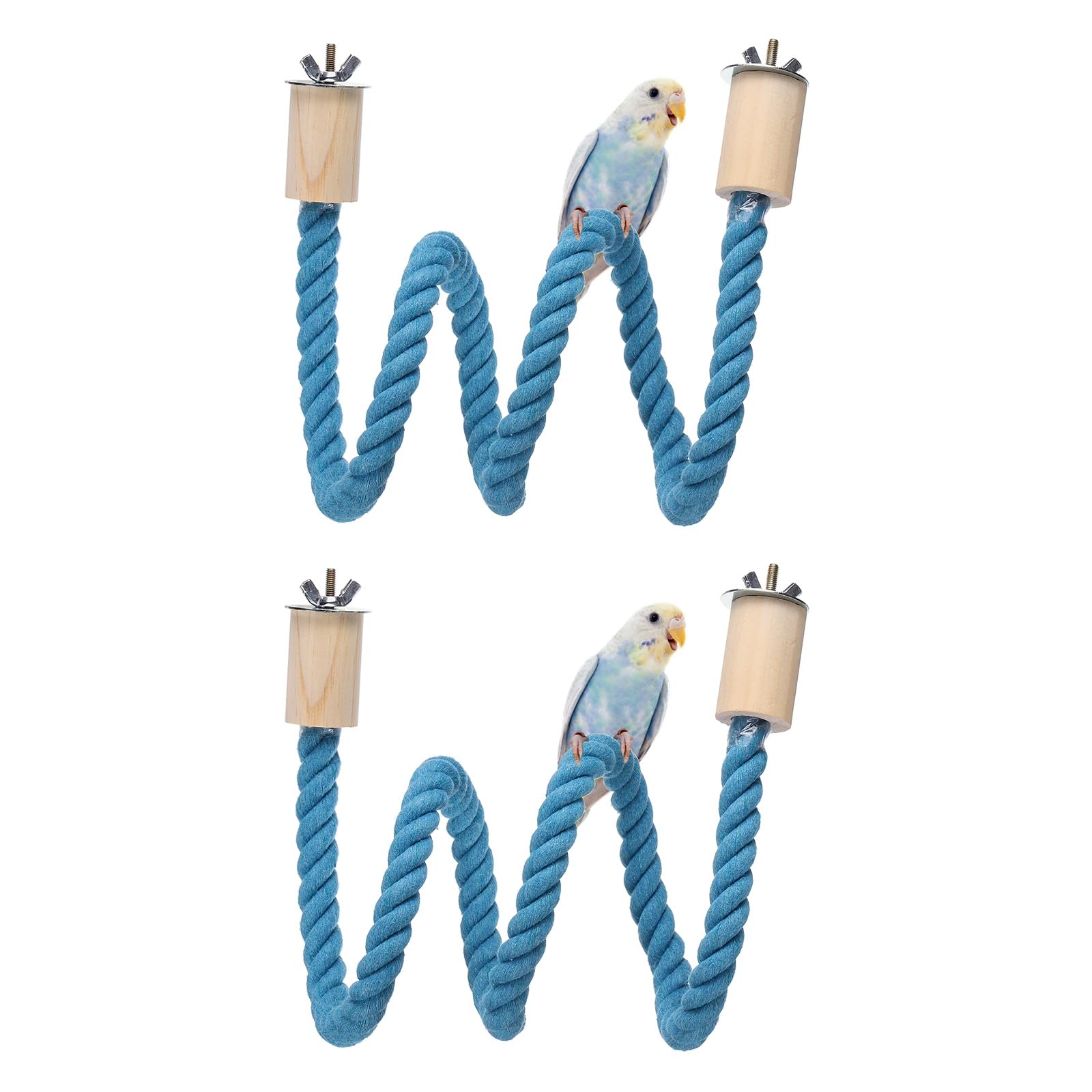 sourcing map 2 Pcs Bird Rope Perch Swing, Stand Rope Perch Standing Pole Accessory Climbing Swing Paw Grinding 100cm / 39 Inch, (Blue) Intended for Parrot/Parakeet/Budgies/Cockatiels/Lovebirds