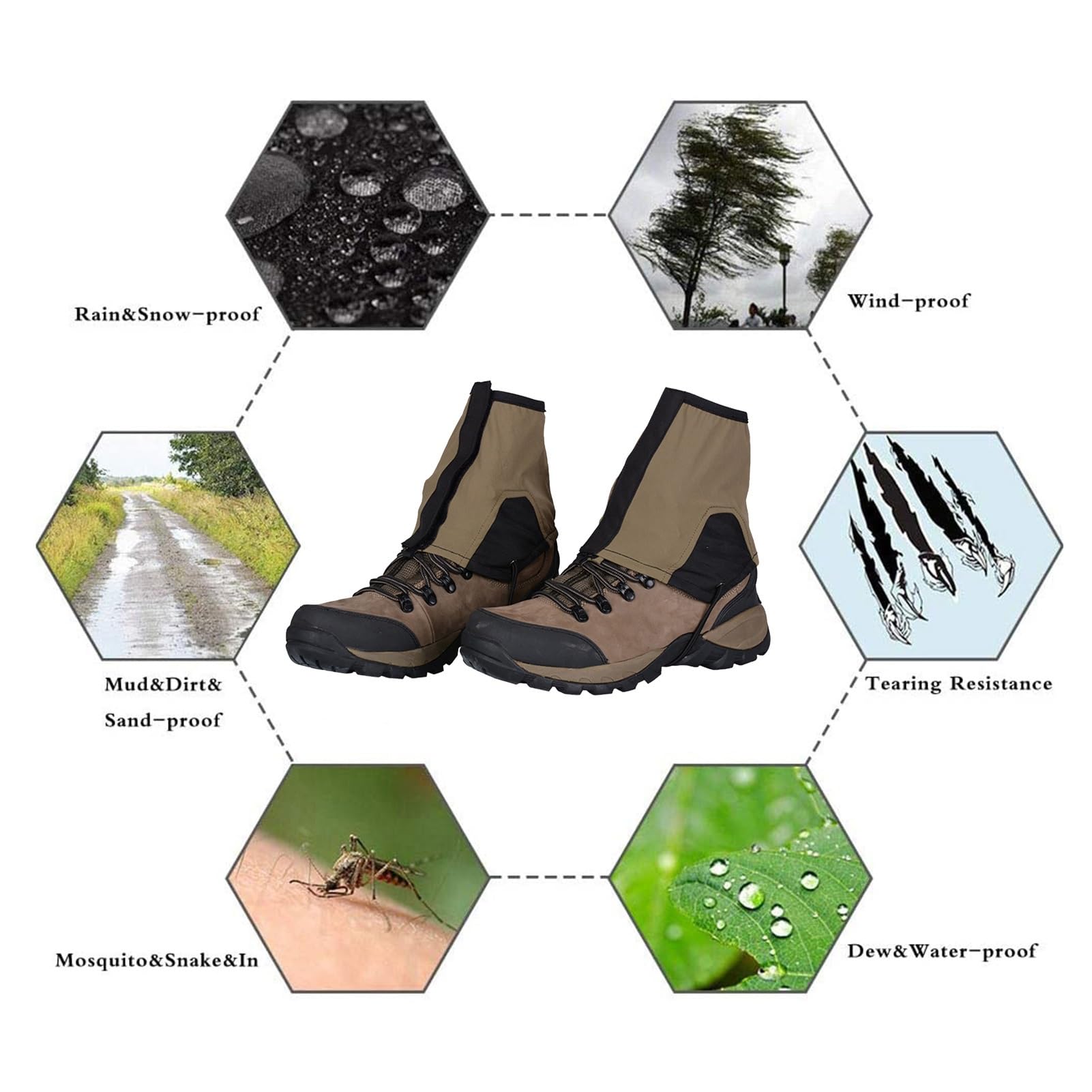Guêtres de Jambe, avec Sangles élastiques, guêtres d'extérieur, guêtres de Raquette, adaptées au Camping, à l'alpinisme, à la randonnée et à la Raquette for Hommes et Femmes