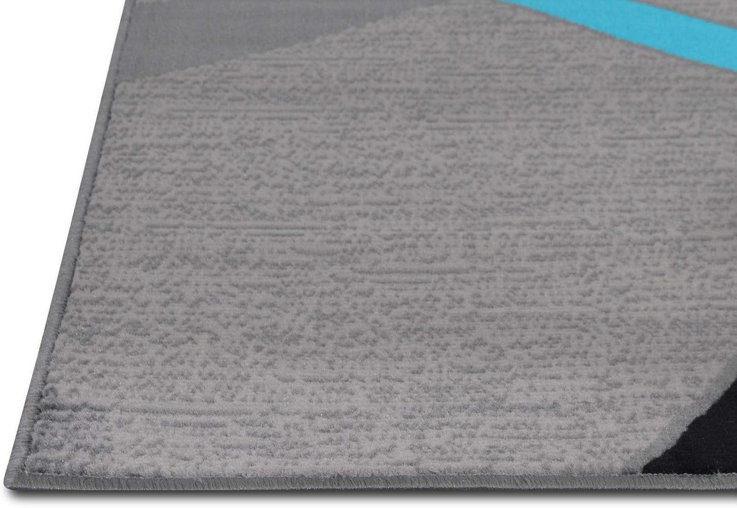 HR Geometric Stripes Area Rug 5x7 Oval Pattern Modern Turquoise & Grey Carpet Comfy shed Free Stain Resistant