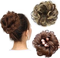 Vista 10 de Cabello sintético despeinado, grueso, extensiones para coleta, cabello recogido