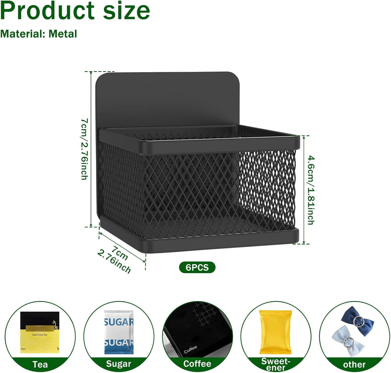 6 Pcs Tea Bag Organizer Magnetic Tea Organizer Metal Tea Bag Holder Large Capacity Tea Bag Storage Space Saving Tea Storage Organizer for Refrigerator Counter Black(black)