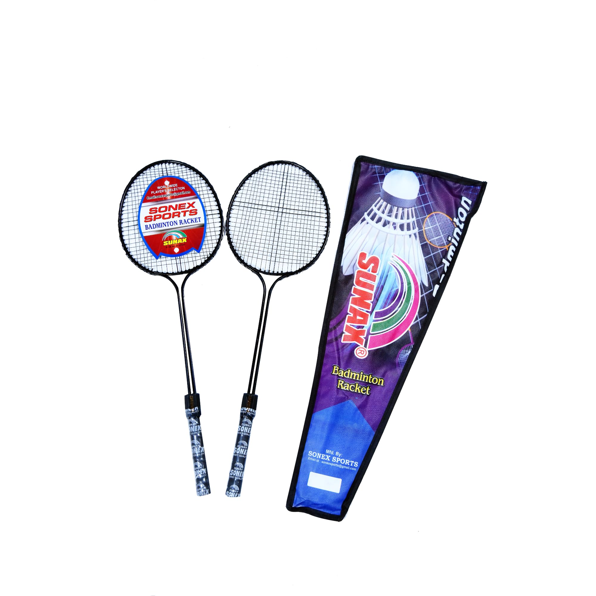 Sonex Badminton Rackets 2 Pieces| Racquet with Full Cover (Black), Unstrung Rackets for Kids Adult Light Weight Super Light Weight Racquets Professional Badminton (B0CP61BNR4) Amazon Price History, Amazon Price Tracker