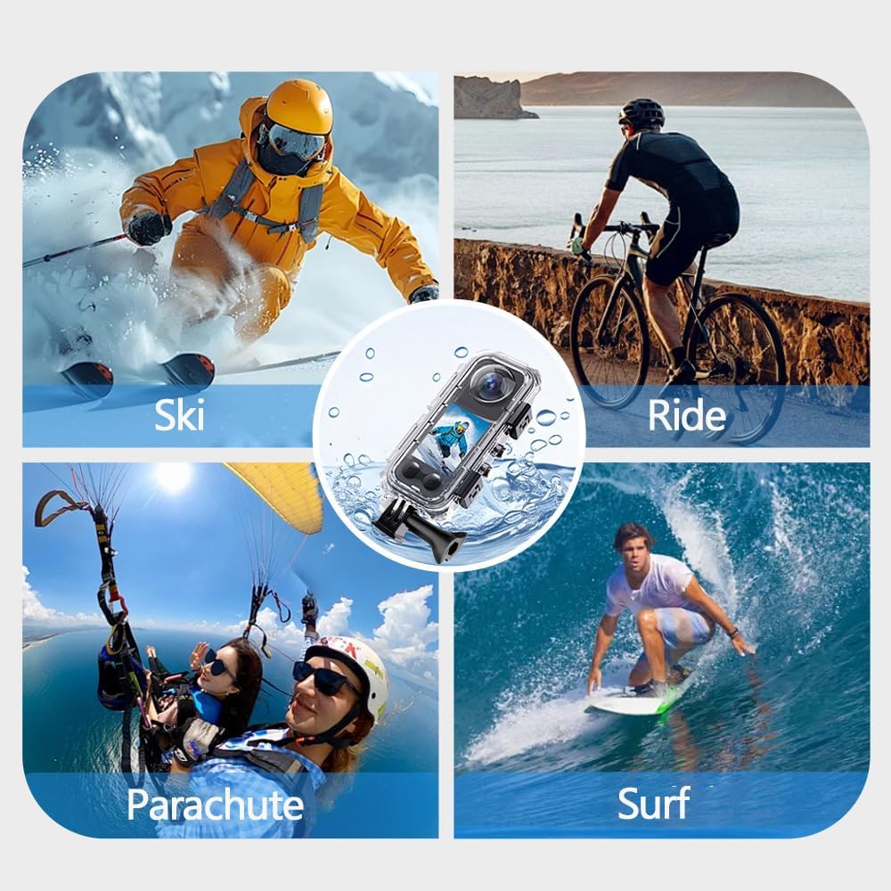 Insta 360 x 5 Étui de plongée invisible pour appareil photo Insta 360 x5, 60 m étanche avec support, accessoires Insta 360 avec insert anti-buée, boîtiers de photographie scellés