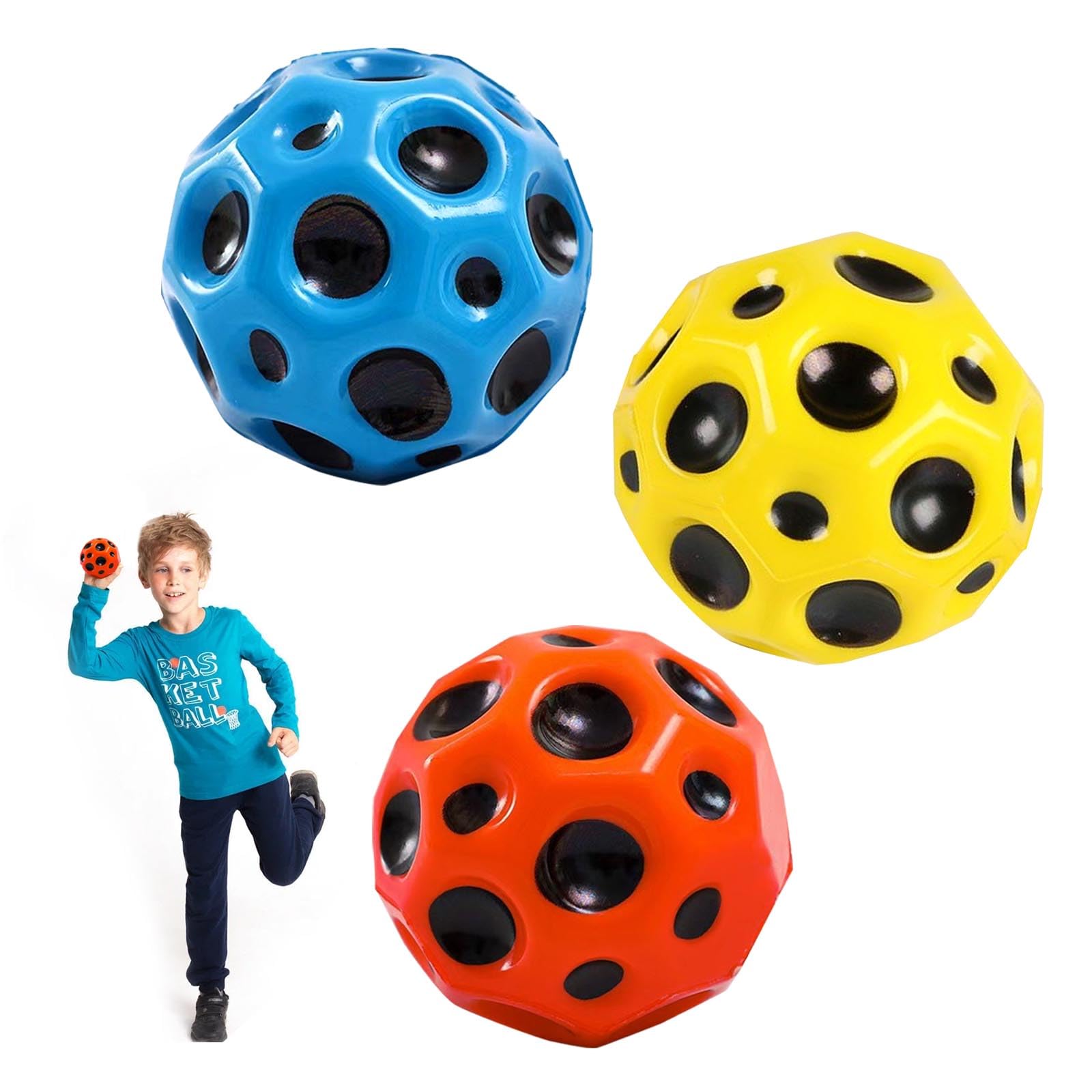 AYNKH 3 Pièces Balle Sautante Espace Moon Ball - Rebond Élevé Et Son Pop Pour Enfants Et Adultes