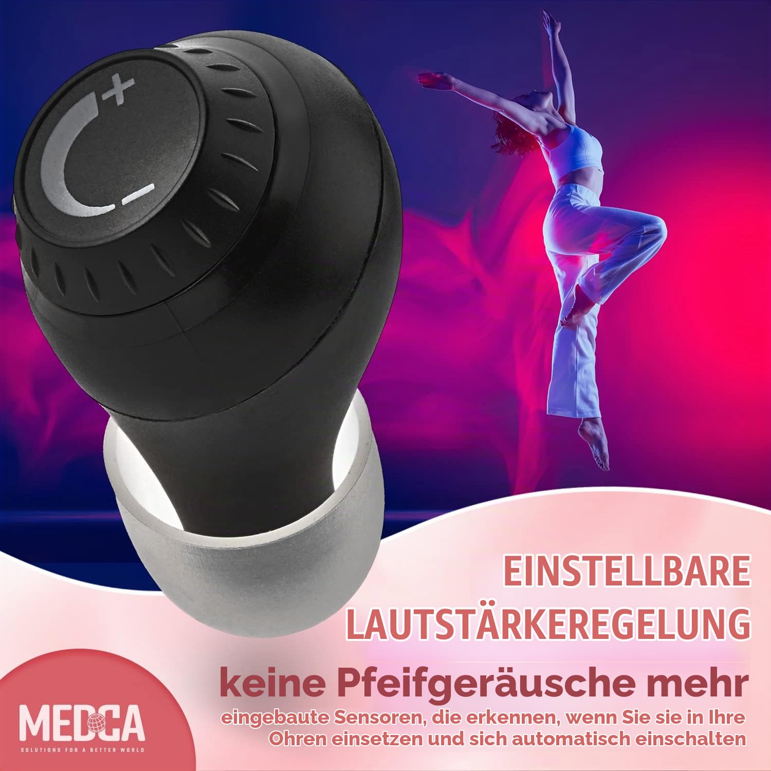 Mini Digital – ITE wiederaufladbar – leichtes Gerät mit Geräuschunterdrückung, In-Ear-Erkennung und Lautstärkeregler für Erwachsene und Senioren, Schwarz