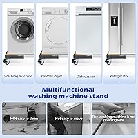 Vista 3 de Nefish Carrito Resistente para Lavadora Ajustable Soporte Mini Nevera Soporte para Lavadora Secadora Rodillo Móvil Carrito Universal con 4 Ruedas