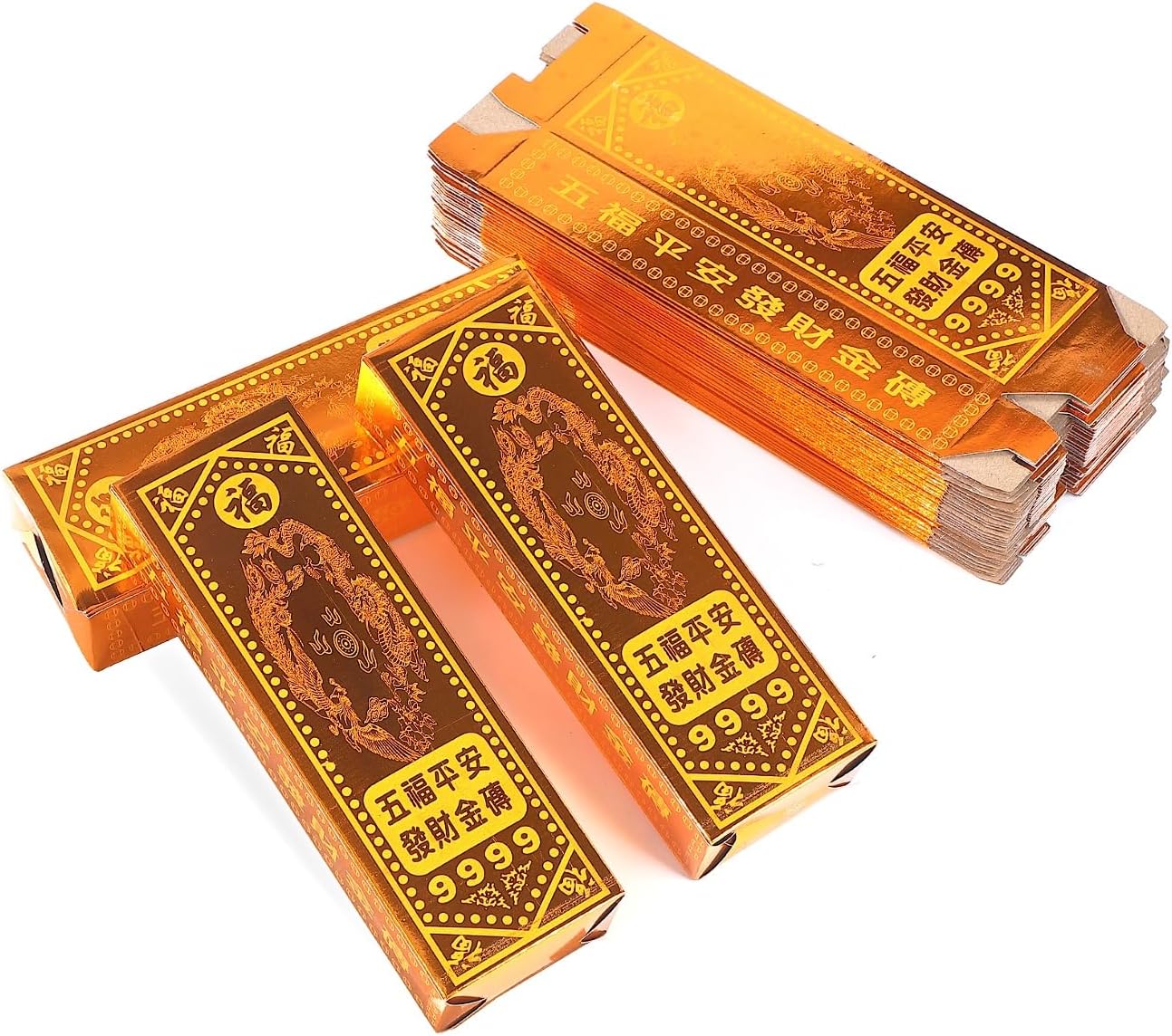 Ancestor Money Josh Paper,Gold bar,Gold Foil Paper,Worship of Hell,Easy to Burn Money,Bring Good Luck,Hungry Ghost Festival,Sacrificial Supplies,Halloween,Qingming Festival (Big Gold Bar -100)