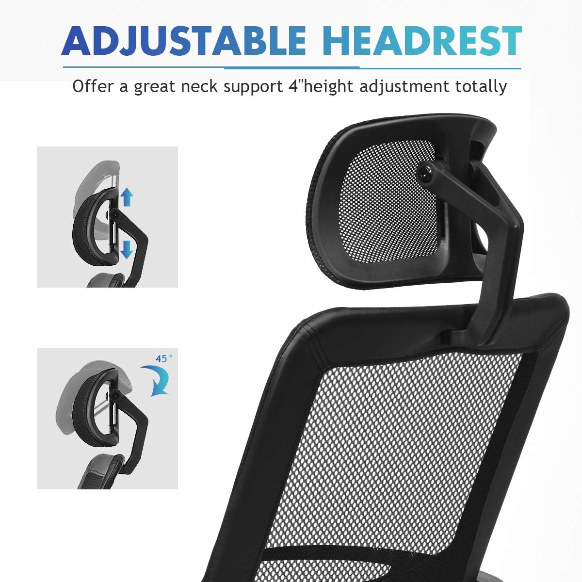 POWERSTONE Ergonomic Home Office Chair - High Back Desk Chairs Racing Style Computer Chair Adjustable Headrest Breathable Mesh Back Soft Foam Seat Cushion Gaming Chair