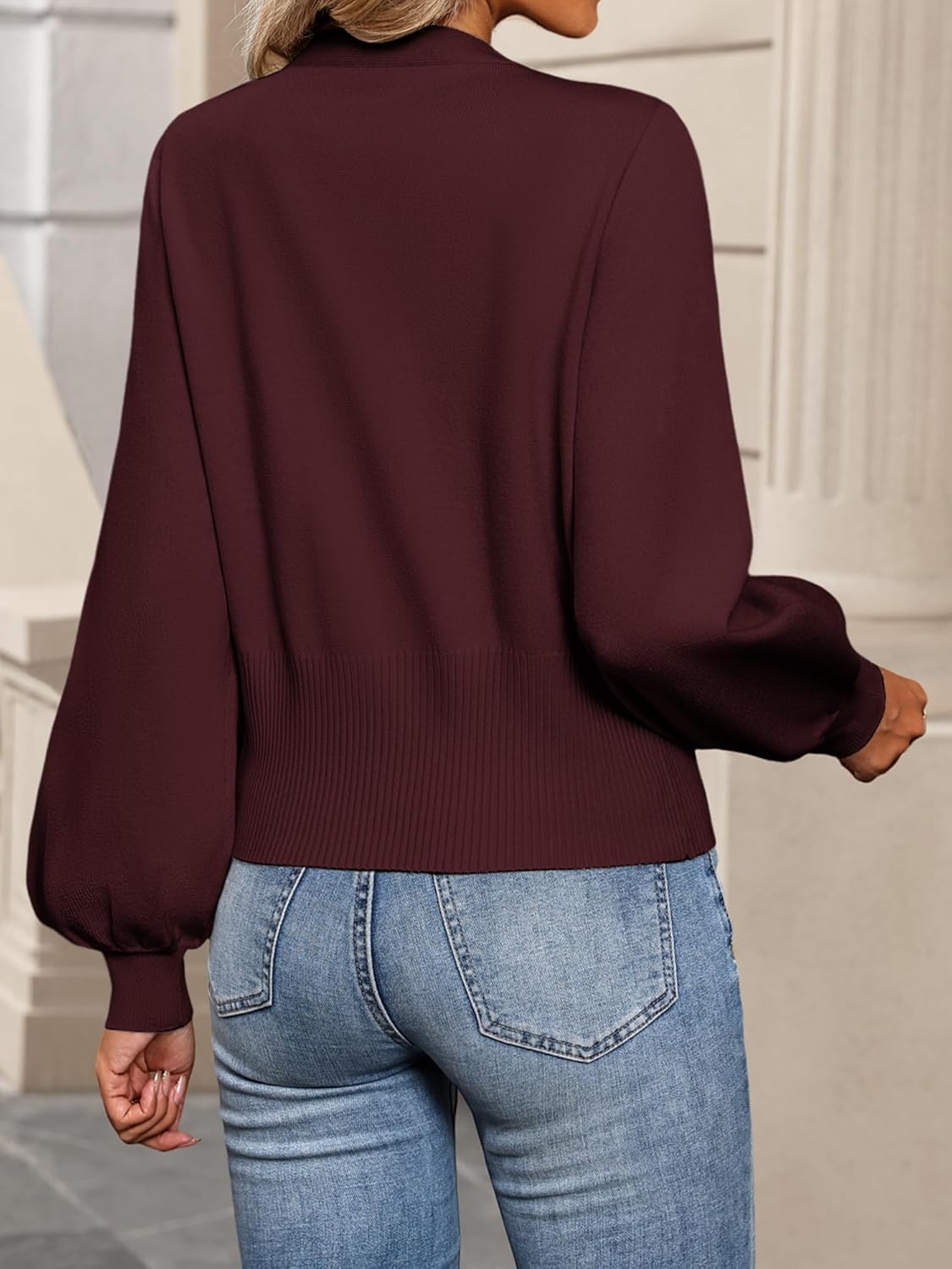 Sweaters for Women V Neck Lightweight Cropped Sweater Ribbed Knit Pullover Cute Tops Spring Summer Outfits 2026 - Image 4