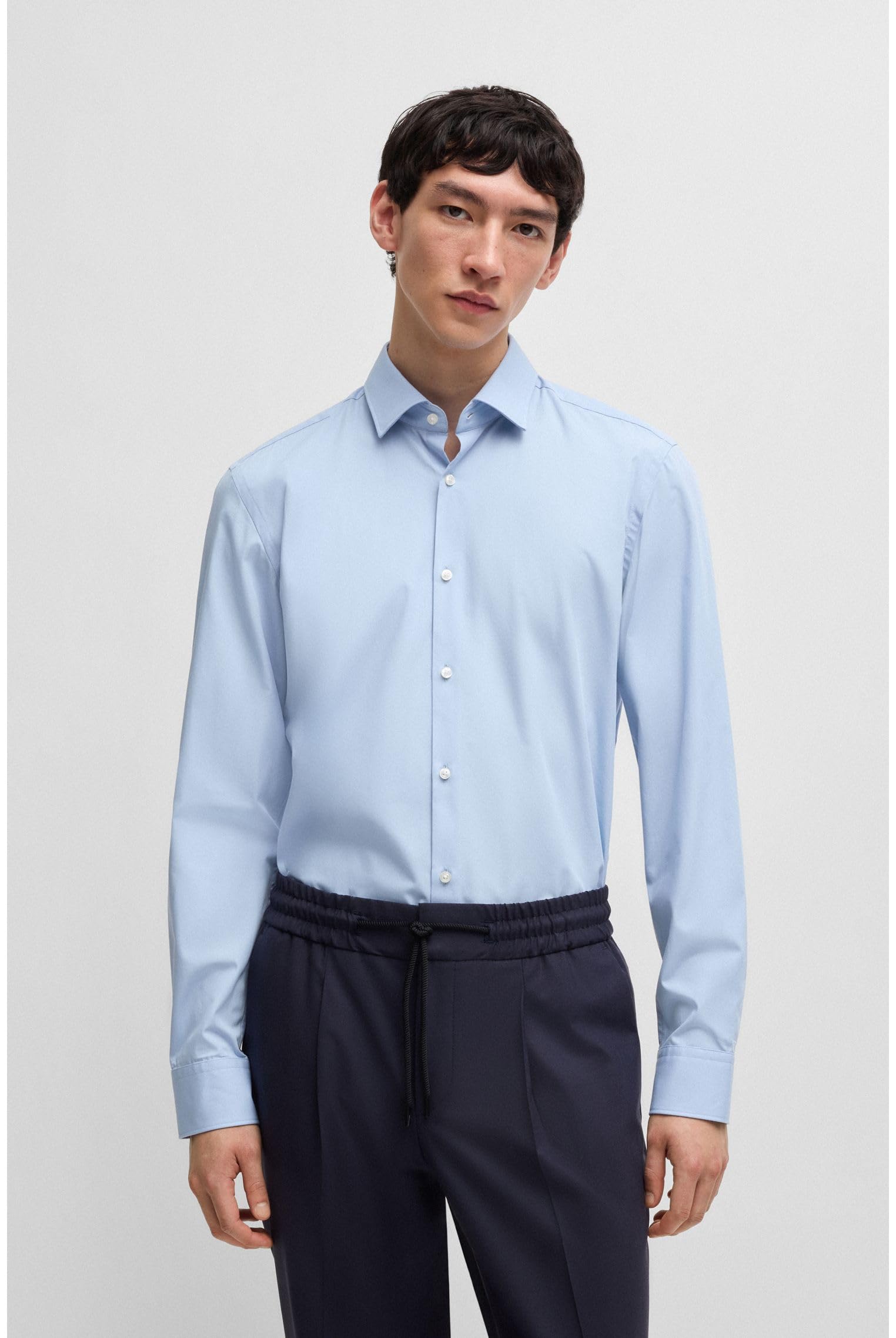 Hugo Langarmhemd Kenno Slim-Fit Hemd aus bügelleichter Baumwoll-Popeline – Bild 3