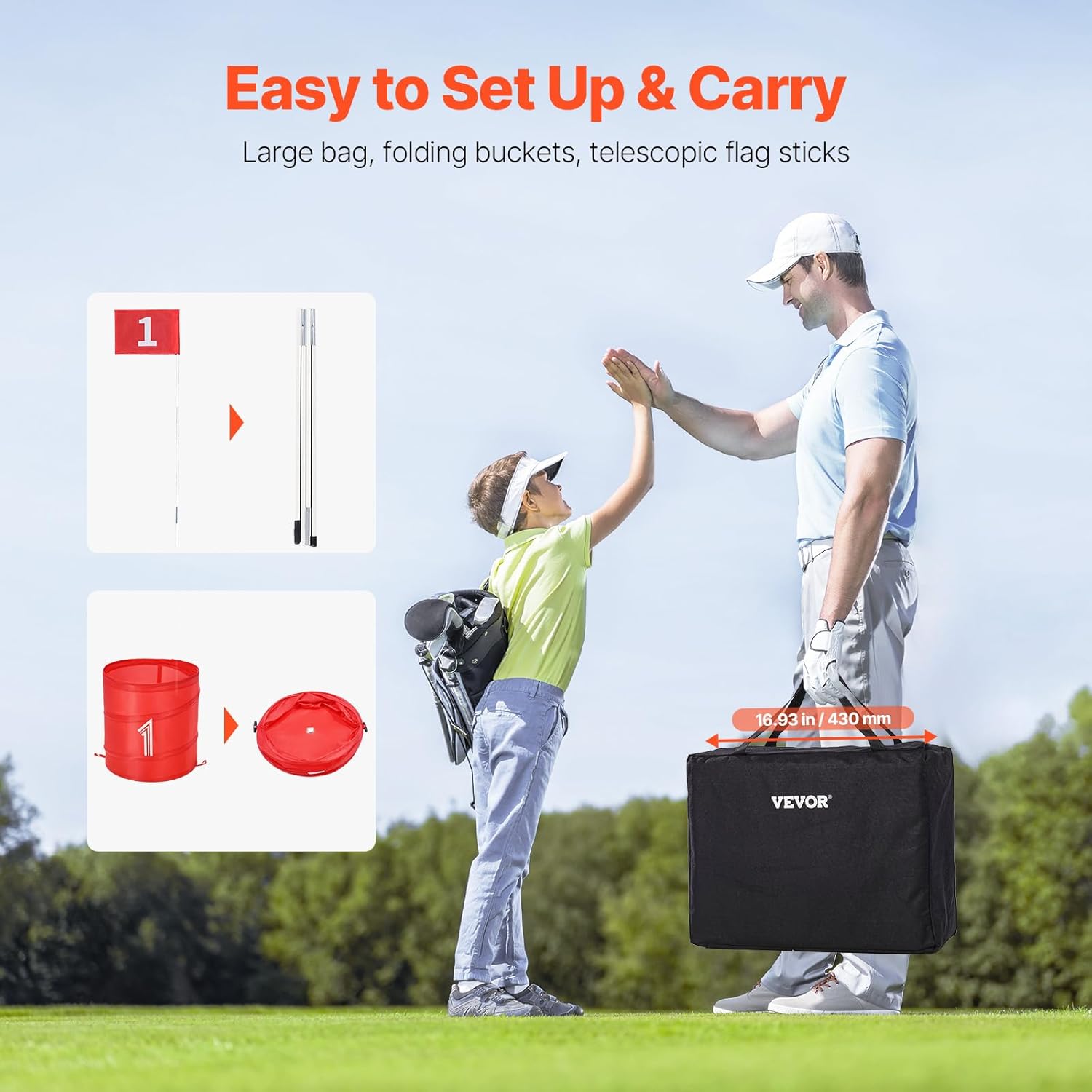 VEVOR Backyard Golf Game, 6 Hole Golf Course, Golf Practice Games, Golf Chipping Game for Family, Adults and Kids, Portable Outdoor Yard Golf Game for Lawn, Yard, Camping, Park, Beach