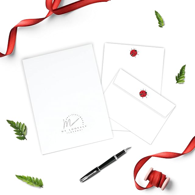 Me Loovely Ladybird Letter Writing Paper and Envelopes Set Stationary A5 Size Papers Letters Writing Supplies (10 Letters and 10 Envelopes with Gift Envelope)