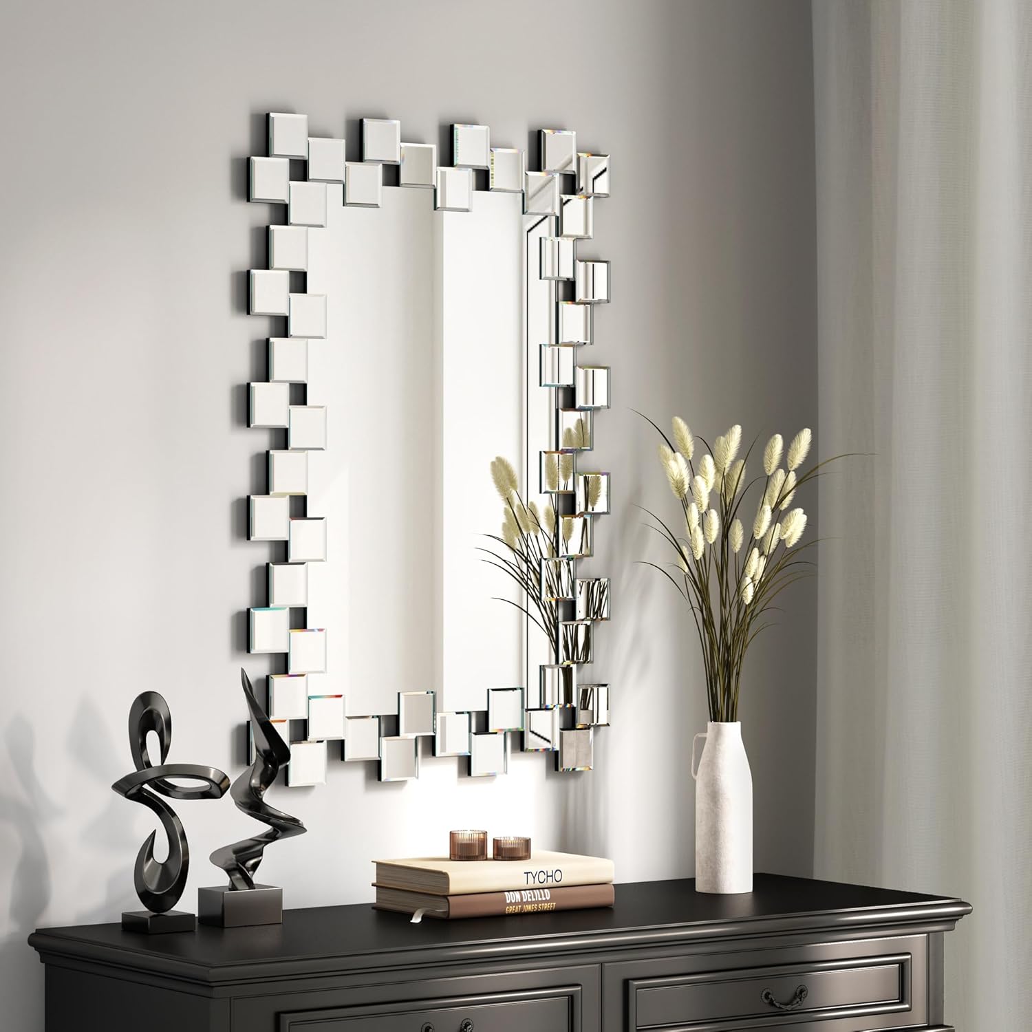 MUAUSU Rectangle Decorative Wall Mirror 23.6"*35.4" Sliver