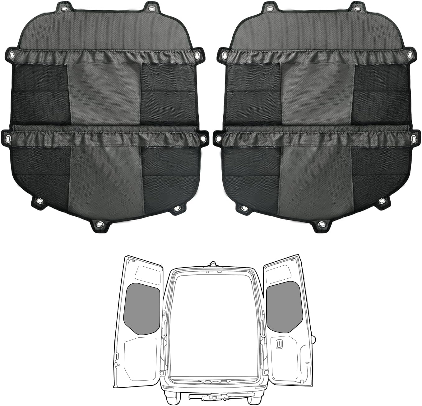 Rear Door Storage Bags (Pair) for 2019-2026 Mercedes-Benz Sprinter VS30,Rear Door Storage Panels,Lower