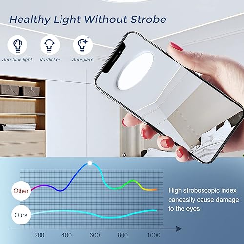 Miniatura 3 de LightingWill Lámpara de techo LED de montaje empotrado de 12 pulgadas, 6000 K blanco frío, 3200 lm, 24 W, lámpara de techo blanca equivalente a 240