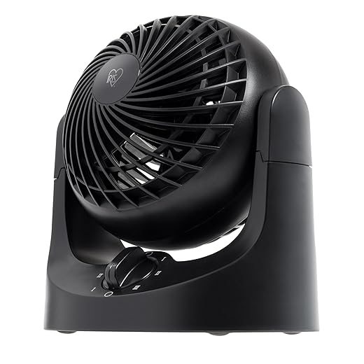 IRIS USA WOOZOO Small Desk Fan, Air Circulator, 3 Speeds, 32ft Max Air Distance, 120° Adjustable Tilt, 27.5db Quiet Motor, Small Fan for Bedroom, Office, Dorm, Black