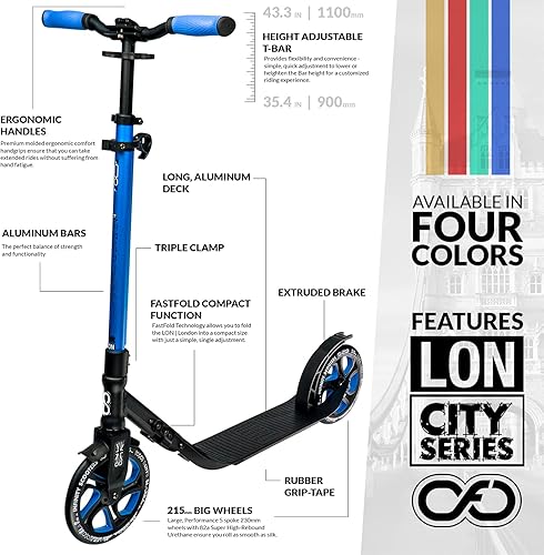 Miniatura 2 de Crazy Skates Patinete plegable para adultos, adolescentes y niños con correa de transporte, plegado rápido, manubrio ajustable y ligero