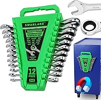 Vista 14 de SWANLAKE Juego de 32 llaves combinadas, SAE y métricas, 1/4"-1" y 7mm-22mm, 12 puntas, de acero cromo vanadio