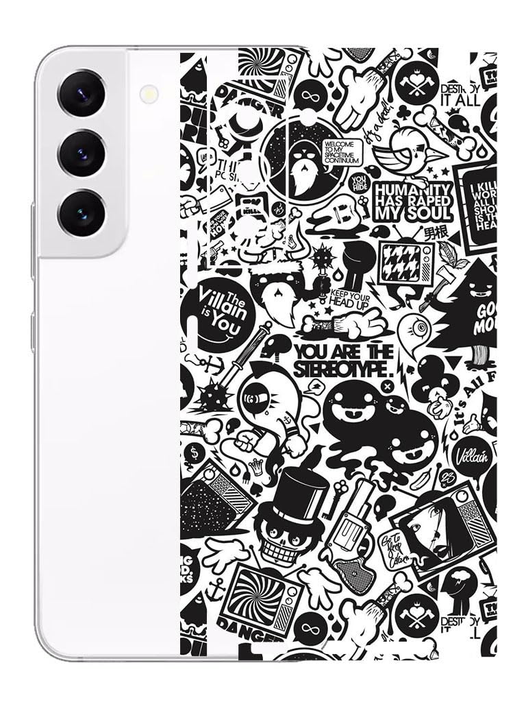AtOdds - Full Body Back Screen Guard Protector Film - Lamination Wrap Skin Sticker Compatible with Samsung Galaxy S22 | Scratchproof Matte Finish (Design -B&W Graffiti)-image-22