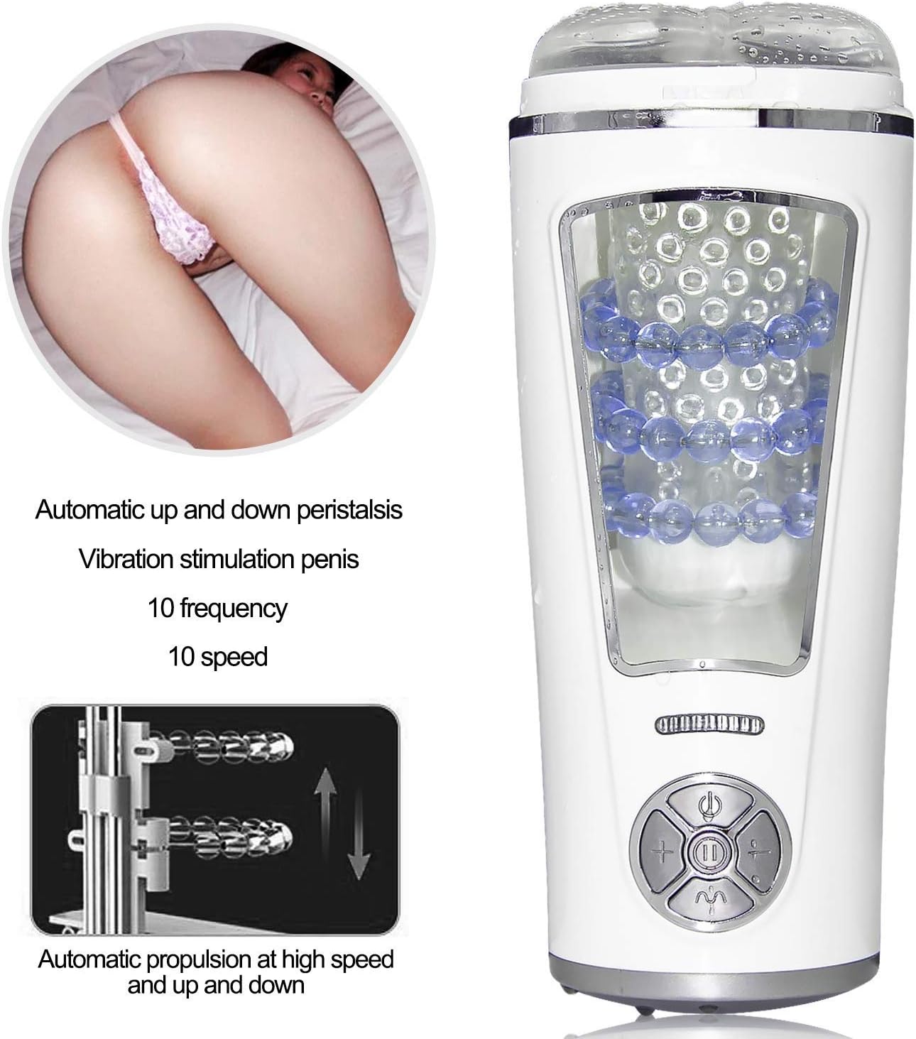 WSY Male Automatic Piston Cup Sucking 280 Times/Min and 360° Rotating Electronic Massage Cup Male's Toy