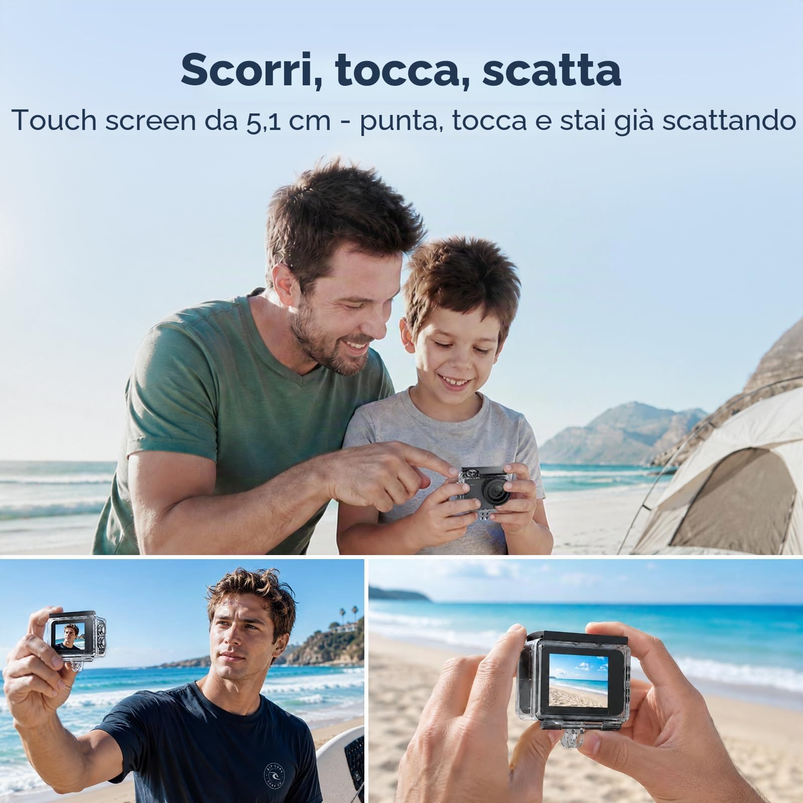 AKASO V50 X Action Cam 4K 20MP con 64GB microSDXC U3 Scheda di Memoria, Videocamere WiFi EIS 40M Fotocamera Subacquea Touch Screen, Telecomando, Custodia Impermeabi