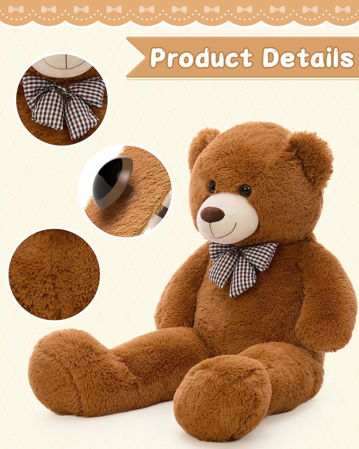 MaoGoLan Giant Teddy Bear Plush Toy - Ultra Soft & Cute Large Stuffed Animal 39 inches, Perfect for Baby Showers, Birthdays, Valentine’s Day Gifts (Kids, Couples, Family),Dark Brown