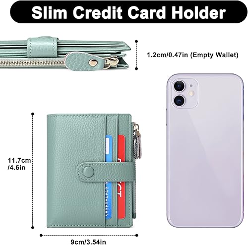 Miniatura 3 de FALAN MULE - Carteras pequeñas para mujer con bloqueo RFID, carteras de cuero plegables y delgadas con cremallera y monedero para monedas, S