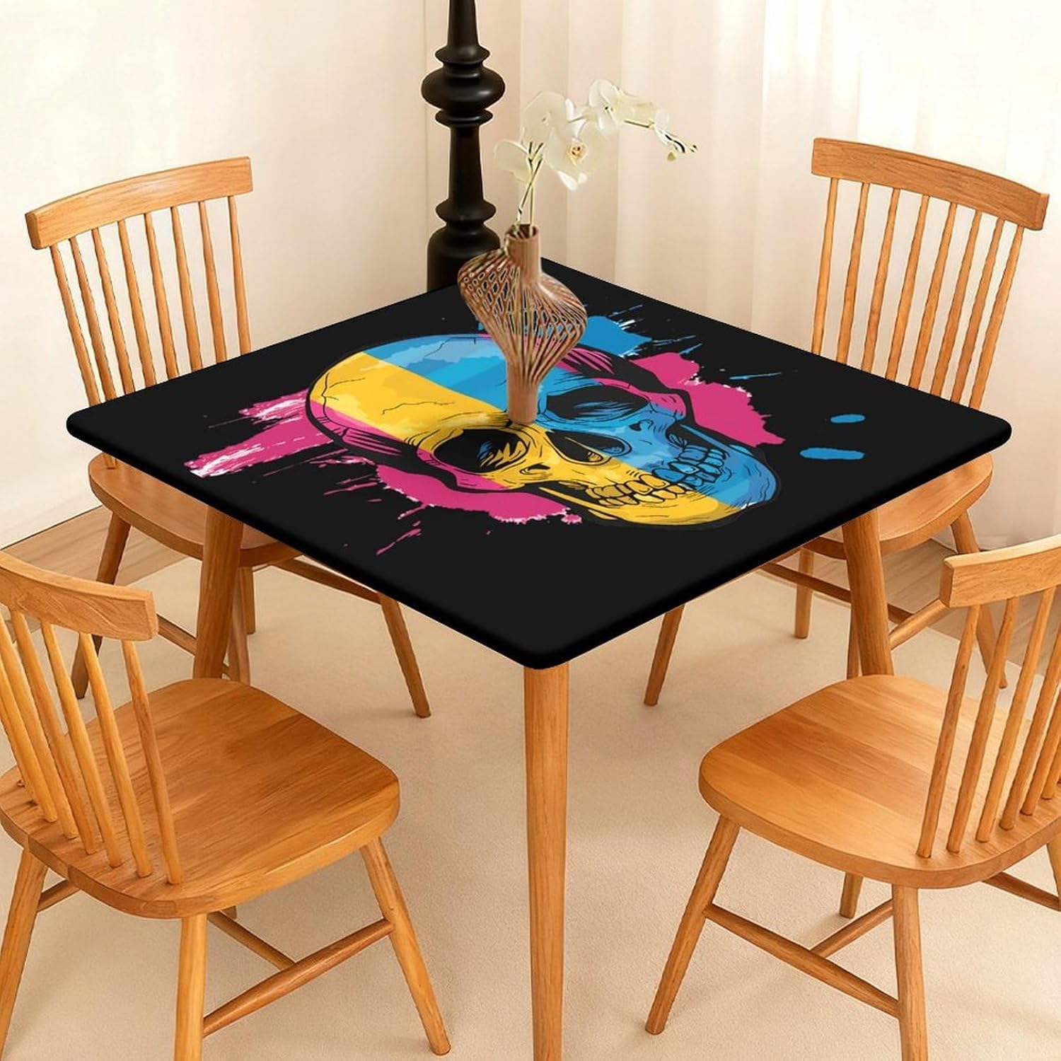 Pansexual Flag Skul Square Tablecloth Print Table Cloths Table Cover Wedding Party Holiday Decor