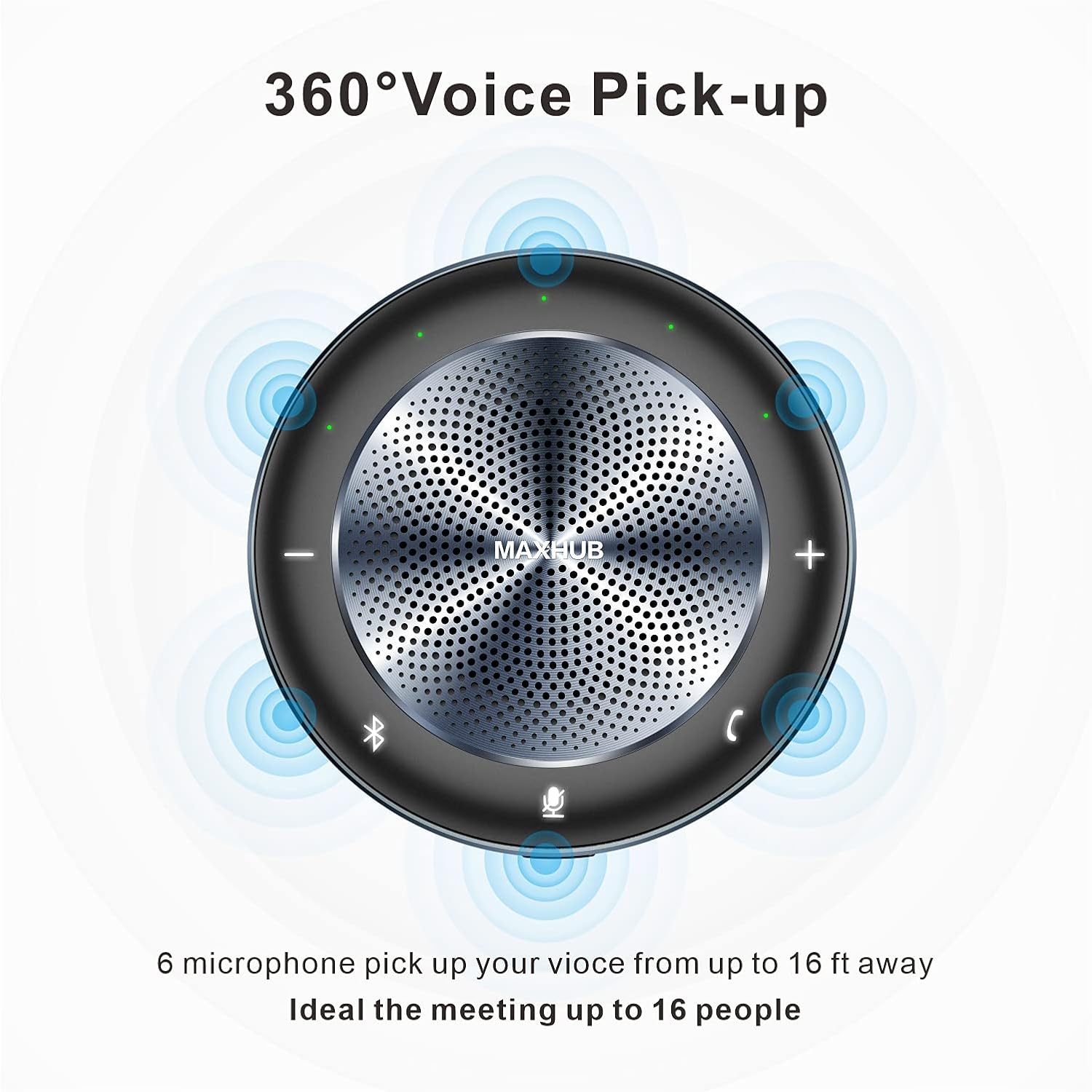 Bluetooth Speakerphone-MAXHUB BM21 6 Microphones 360°Voice Pick Up Noise Reduction Wireless Charging 8 Hour Call Time for 6-10 People Business Conference Phone Portable for Holding Meetings Anywhere : Office Products