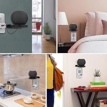 AHASTYLE HomePod Mini Wall Mount ABS Stand Holder with Cable Management Accessories for Apple HomePod Mini with Screws Space-saving for Kitchen, Bathroom and Bedroom (Black-1pc)