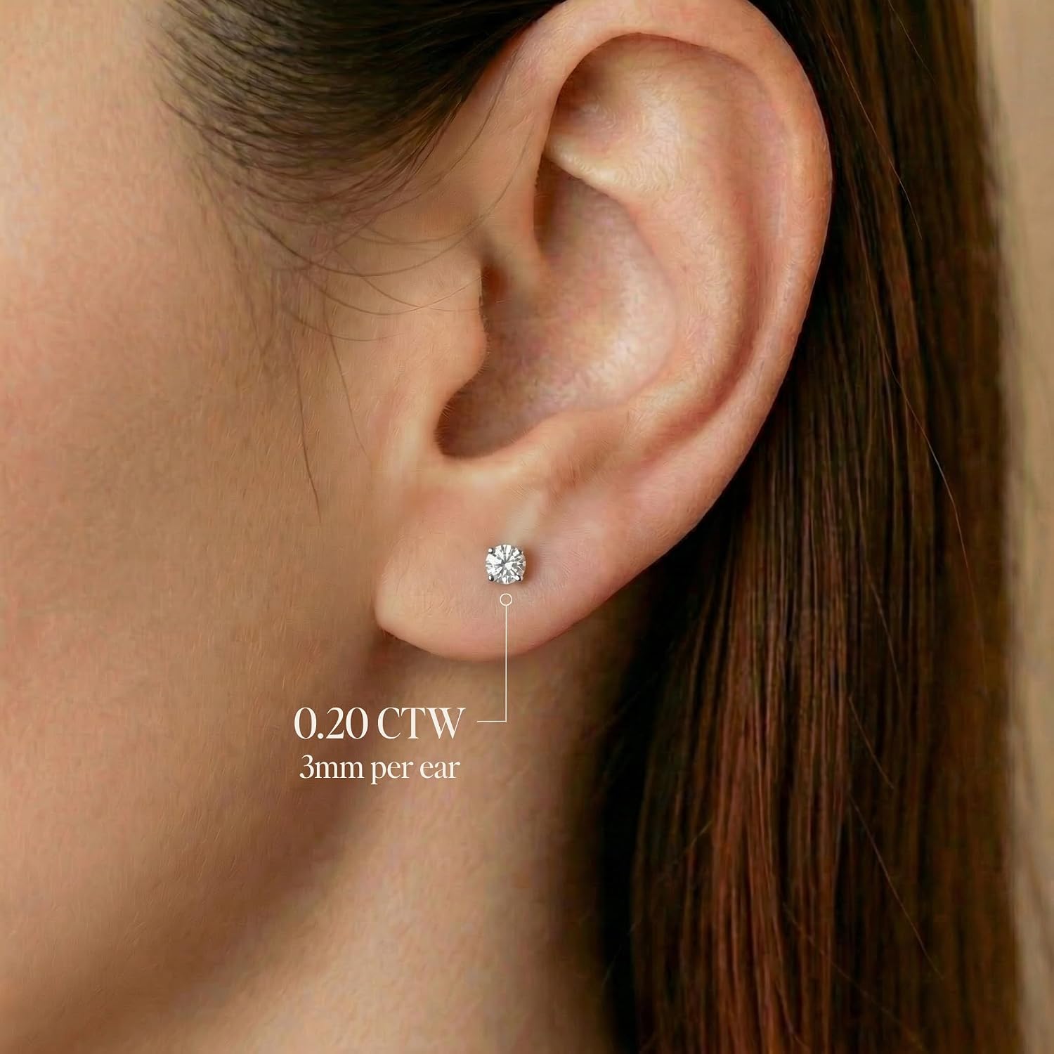 Natural Diamond Stud Earrings for Women in 14K Solid Gold (0.20-1.00 CTW) Round Brilliant, 4-Prong, Friction Backs