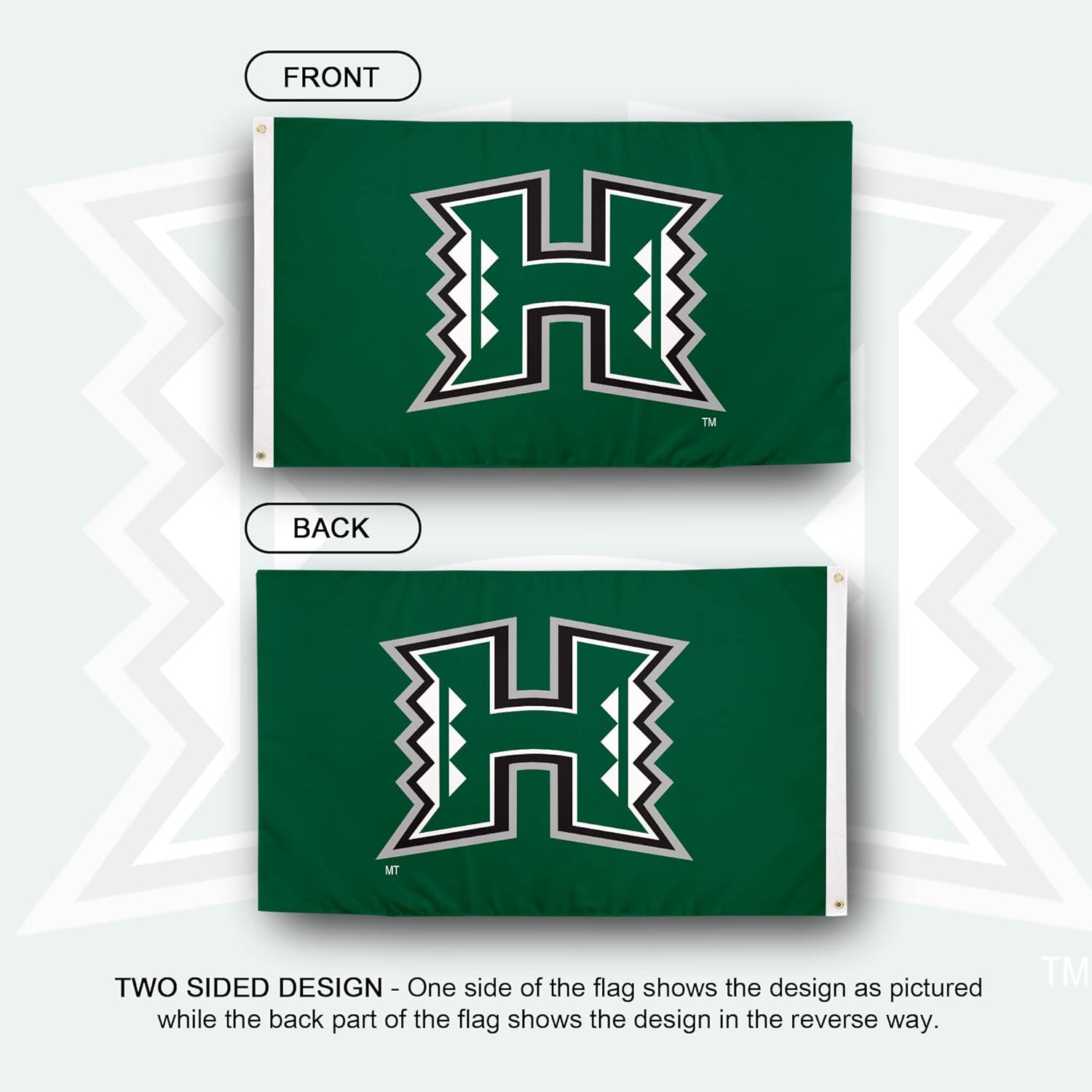 Desert Cactus University of Hawaii UH Flag - 3 x 5 Feet Warriors Banner, Indoor/Outdoor Durable Fabric, 100% Polyester Design (Style 1) - Image 2