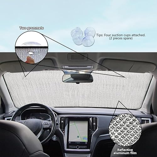 Miniatura 8 de Parasol para parabrisas de automóvil, hermoso color gris oscuro, personalizado divertido para parabrisas delantero, reflector, protección solar,