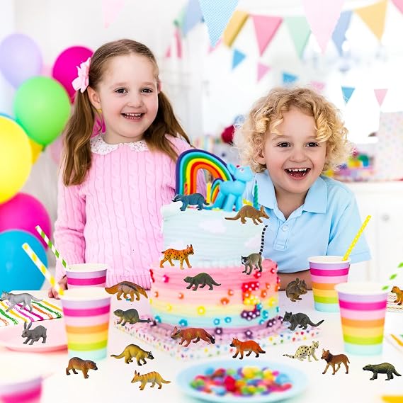 JOKFEICE Small Animal Figures for Kids 36 Pieces Realistic Forest Animal Baby Figures Forest Dweller Figures Educational Toys for Science Projects Cake and Party Decoration