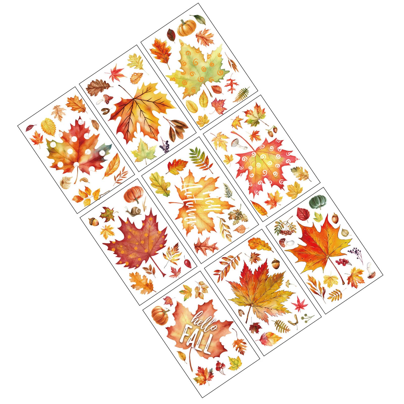 9 Sheets Autumn Statics Cling Window Sticker Fall Thanksgiving Decors for Home Shop Glass Decoration Autumn Window Sticker