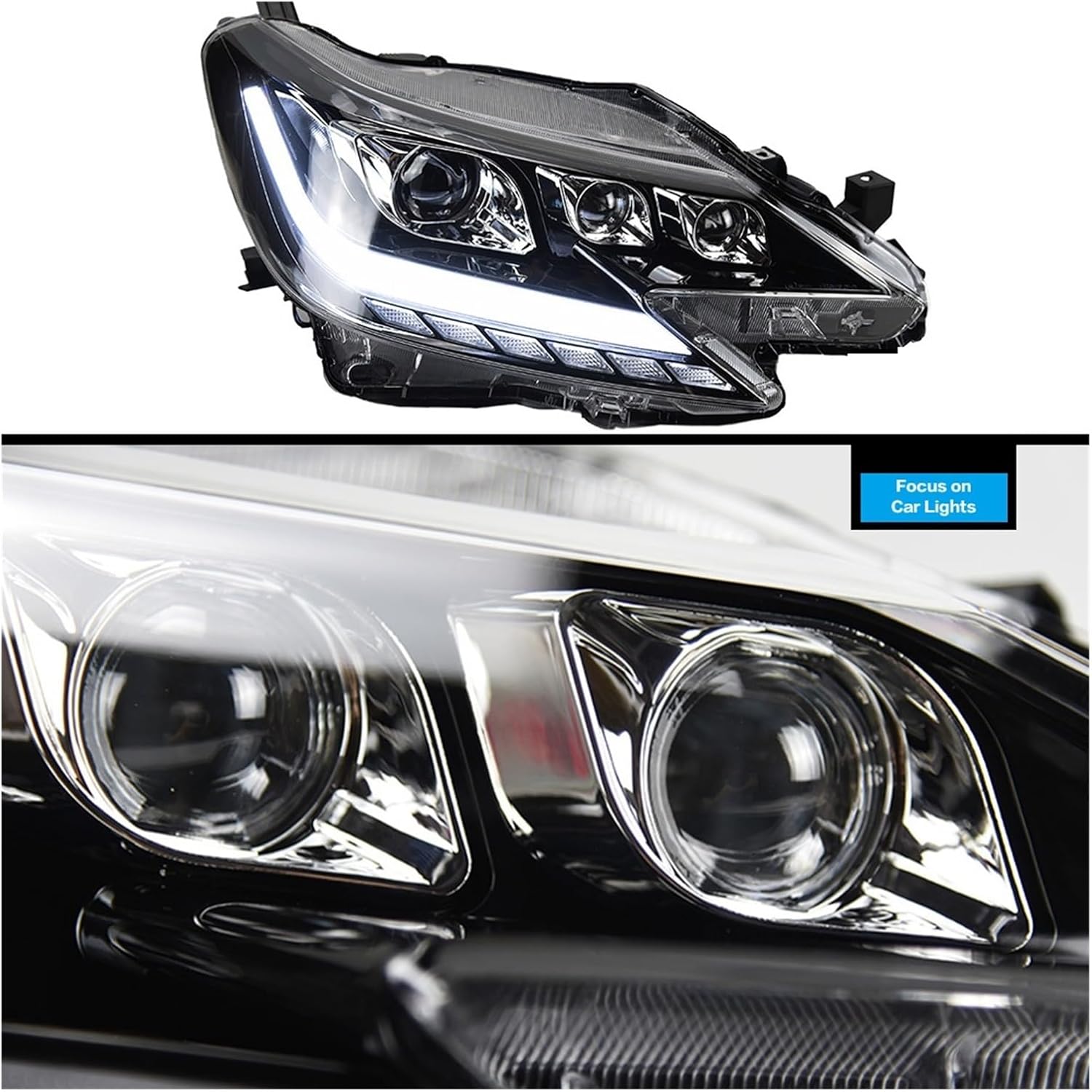 Car Front Headlight Compatible With Reiz Mark X 2013 2014 Type LED HeadLamp Styling Dynamic Turn Signal Lens Automotive Accessories 2PCS(No bulb)