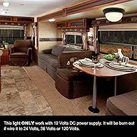 Vista 3 de Facon Lámpara de techo de 12 V para caravana, lámpara LED de comedor de 10 pulgadas con interruptor, bronce aceitado y cristal de alabastro