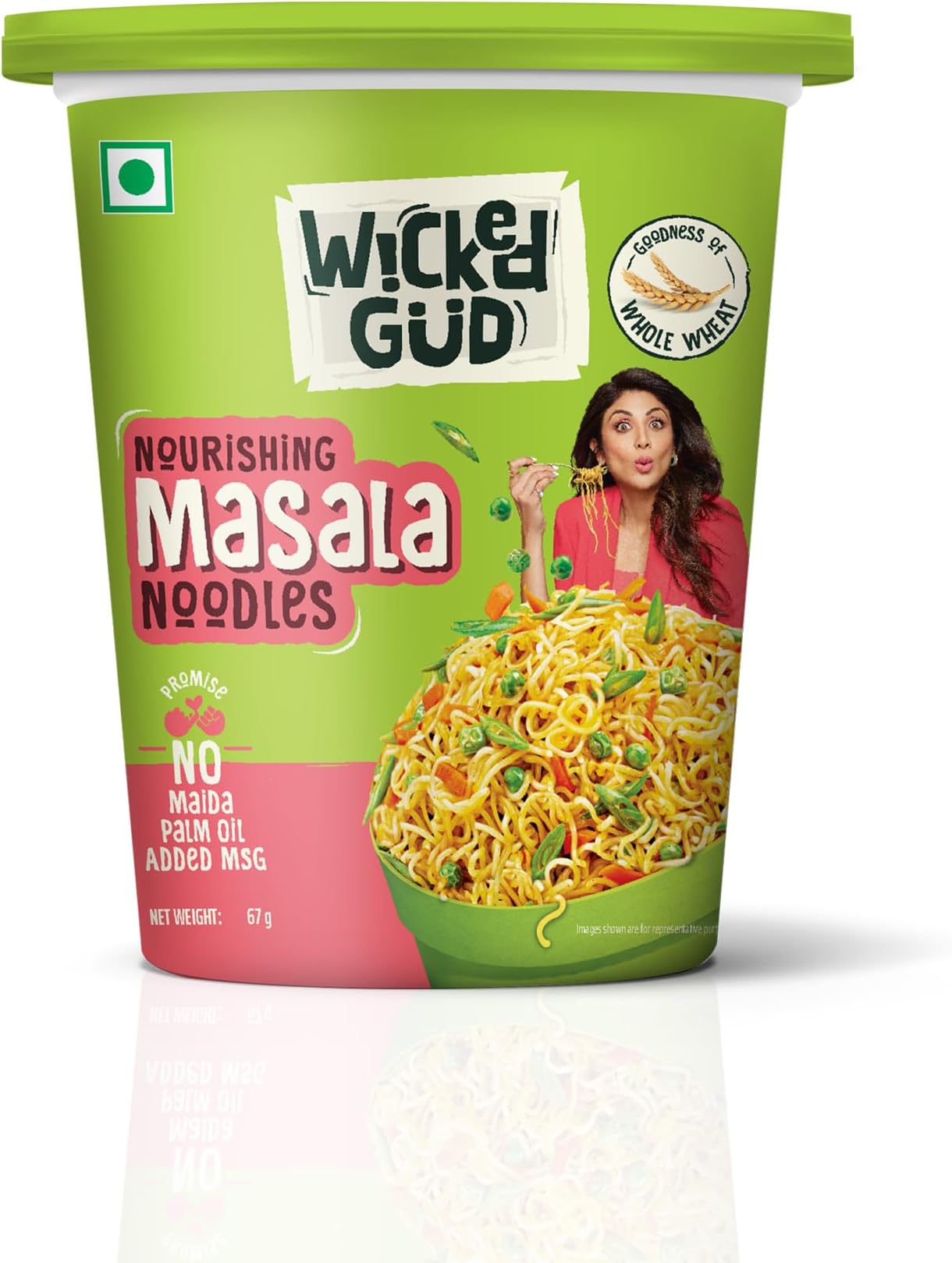 Wickedgud Nourishing Masala Cup Noodles 67 g | Whole Wheat | No Maida | No Palm Oil | High in Fiber | Source of Protein