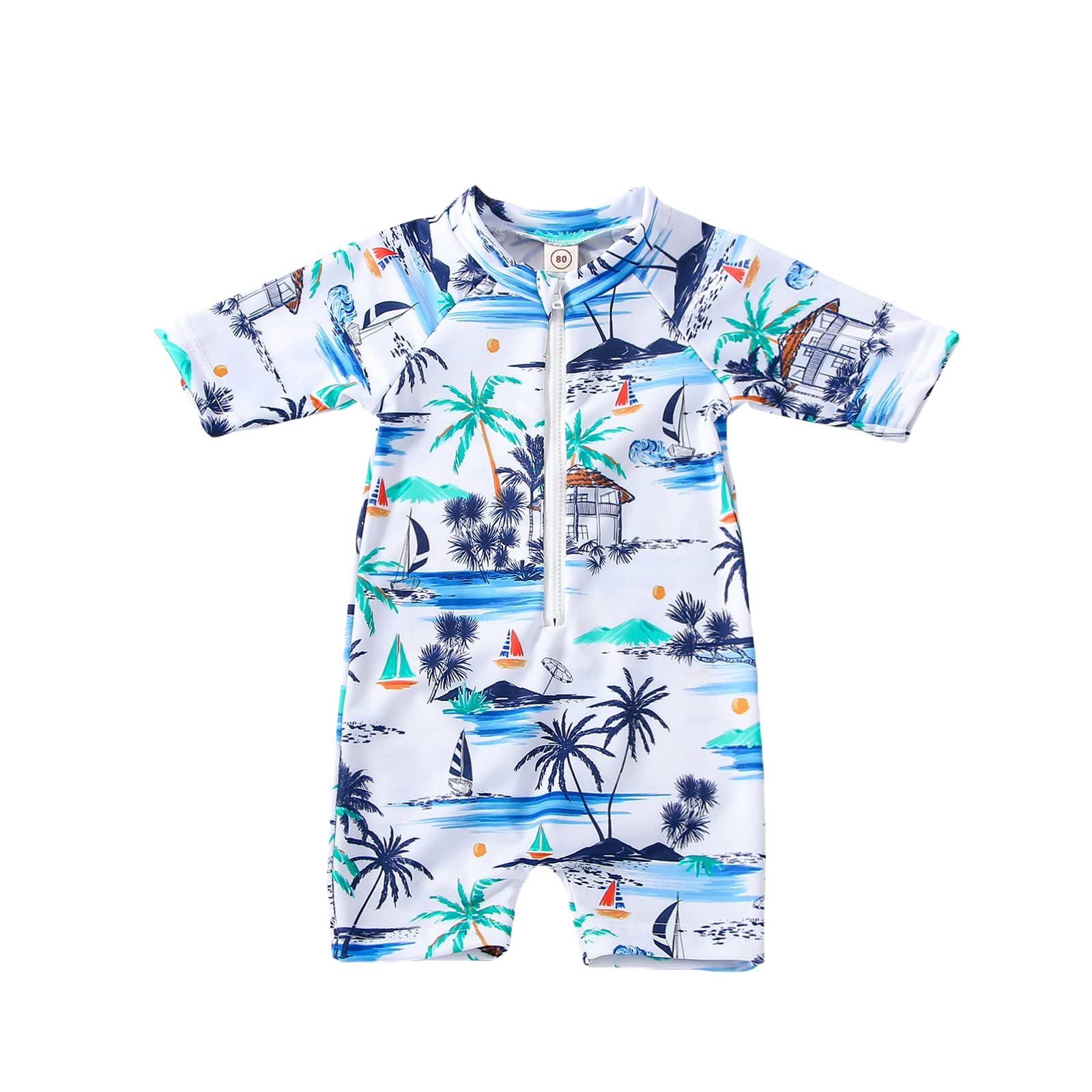 Baby Boy Swimming Costume Baby Swimsuit 3 6 12 18 Months Infant Toddler Boys Swimwear Rash Guard Zipper One Piece Short Sleeve Beach Bathing Suits Wetsuit — view 15