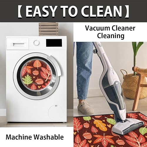 Miniatura 4 de Fall Autumn Maple Acorns Half Round Doormat Washable Semi Circle Area Rug Non Slip Absorbent Half Moon Rugs for Indoor Outdoor Kitchen Bathroom