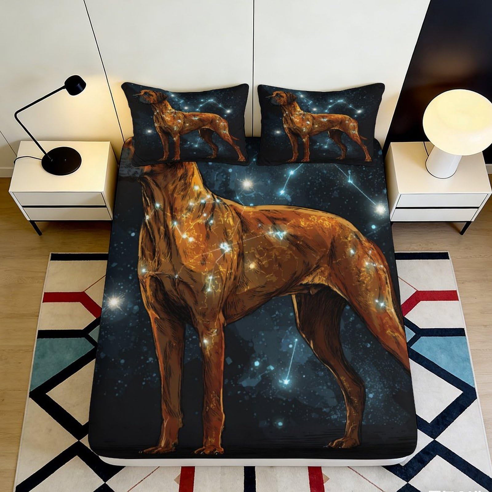 Pnayamiorkfel Style-8 3D Printed Constellation Dog Fitted Sheet Microfiber Decorative Bed Cover For Bedroom Dorm Mattress Protection 90X200x25cm