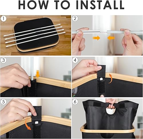 Miniatura 4 de Cesta de lavandería de 140 litros con tapa, cesta de lavandería extra grande con 3 forros extraíbles (3 compartimentos), soporta hasta una semana de