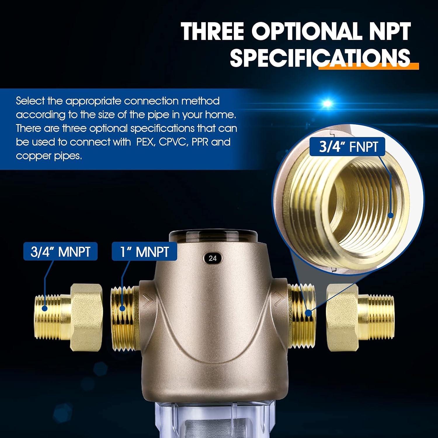 Buy PUREPLUS Backwash Whole House Spin Down Sediment Water Filter With